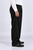Pantalone classico sartoriale uomo in flanella di lana con pinces drop 0 - oversize fit
