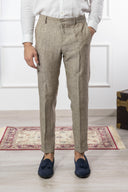 Pantalone sartoriale uomo in puro lino drop 6 - regular fit