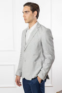 Giacca uomo sartoriale 2 bottoni in lino e cotone sfoderata – slim fit