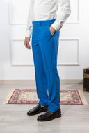 Pantalone uomo sartoriale in fresco lana azzurro - slim fit