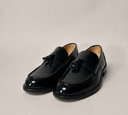 Mocassino classico uomo con nappine in pelle abrasivata nera - Made in Italy | Antica Sartoria Napoletana