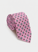 Cravatta uomo in pura seta rosa microfantasia multicolor 3 pieghe