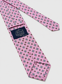 Cravatta uomo in pura seta rosa microfantasia multicolor 3 pieghe