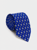 Cravatta uomo in pura seta blu royal fantasia grigio e bianco 3 pieghe