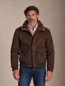Giubbotto uomo bomber effetto suede con collo e interno in ecopelliccia