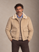 Giubbotto uomo bomber effetto suede con collo e interno in ecopelliccia