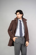 Cappotto uomo tre quarti monopetto con collo classico e chiusura a tre bottoni