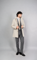 Cappotto uomo tre quarti monopetto con collo classico e chiusura a tre bottoni