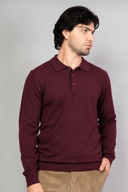 Polo uomo a maniche lunghe in lana e cashmere con collo classico