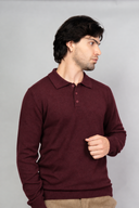 Polo uomo a maniche lunghe in lana e cashmere con collo classico