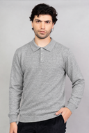 Polo uomo a maniche lunghe in lana e cashmere con collo classico