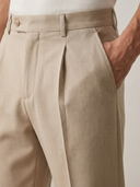 Pantalone sartoriale uomo con pinces in fresco lana drop 6 - regular fit