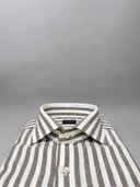 Camicia uomo Bagariny collo francese in lino e cotone rigata – regular fit