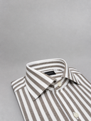 Camicia uomo Bagariny collo francese in lino e cotone rigata – regular fit