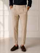 Pantalone sartoriale uomo con pinces in fresco lana drop 6 - regular fit