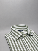 Camicia uomo Bagariny collo francese in lino e cotone rigata – regular fit